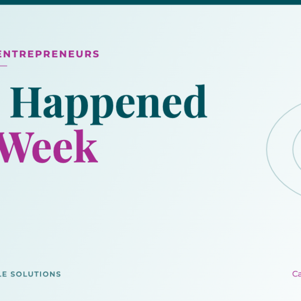 Blog graphic reading AI for Women Entrepreneurs: What Happened This Week, October 1, 2026, in teal and magenta on a soft mist background.